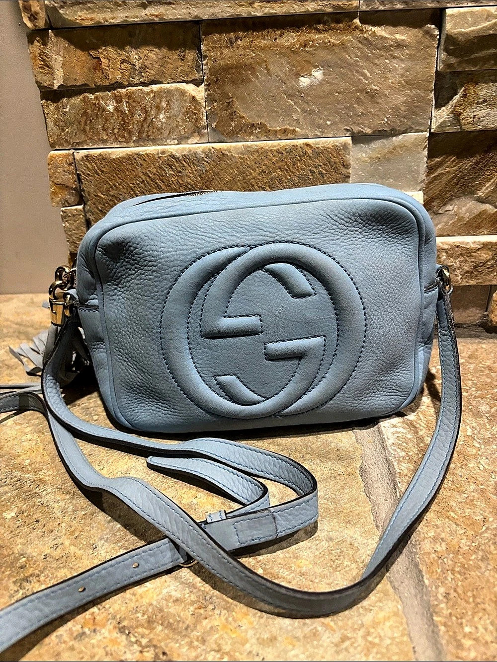 Gucci Soho Disco Bag Blue Leather Crossbody